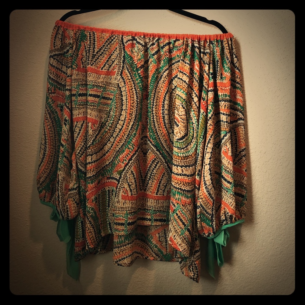 Colorful Sheer Blouse Flows Fits Like A Medium/L